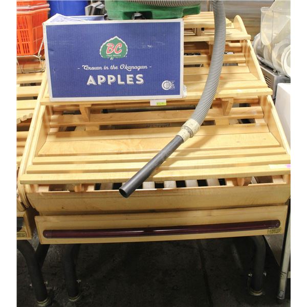 3 TEIR WOODEN GROCERY DISPLAY CART ON CASTORS