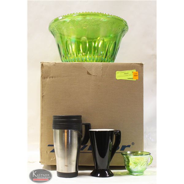 BOX OF PUNCH BOWL WITH CUPS