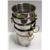 Image 1 : LOT OF 4 METAL WINE BUCKETS WITH GOLD HANDLES