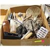 Image 1 : FLAT OF ASSORTED KITCHEN UTENSILS INCL: TONGS,