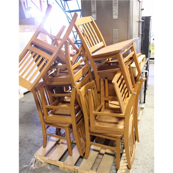 LOT OF 12 WOODEN DINING CHAIRS