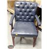 Image 1 : LOT OF 4 BLUE ELGIN ARMCHAIRS WOOD & LEATHERETTE