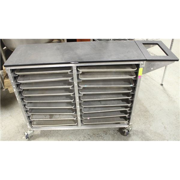 COMMERCIAL FOOD SERVICE CART FULL OF 1/2 SIZE