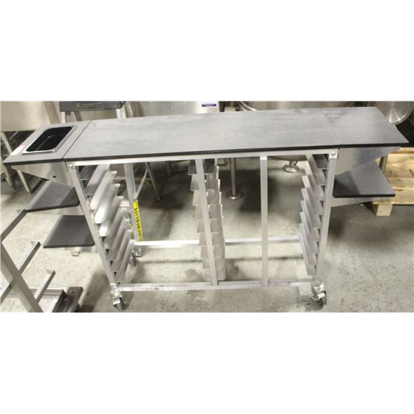 COMMERCIAL FOOD SERVICE CART W/ SHELF EXTENSIONS,