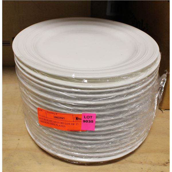 K13 BAILIFF SEIZURE:LOT OF 17 MEDIUM SIZE PLATES