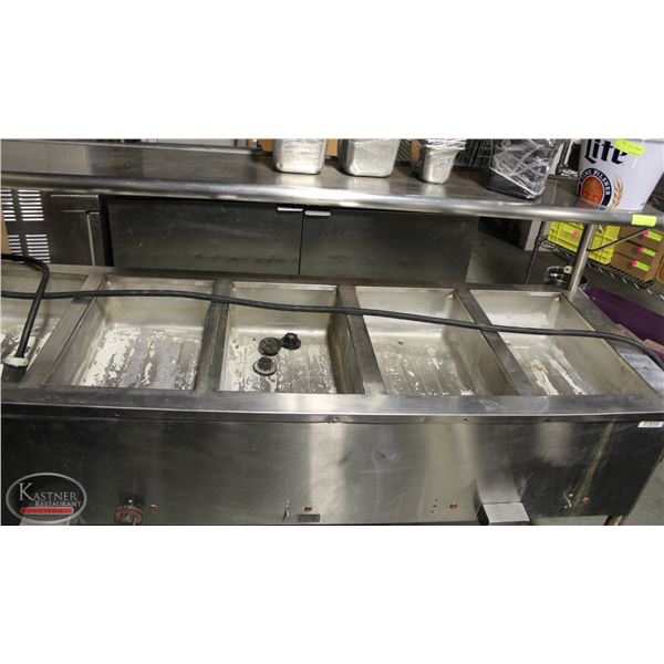 5 WELL STEAM TABLE W/ OVERSHELF