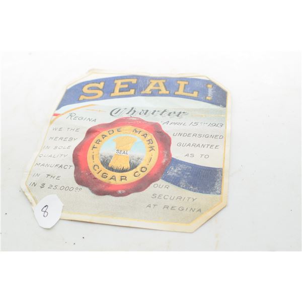 Rare Regina 1913 Cigar Box label