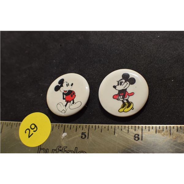 Vintage Mickey and Minnie Pinbacks