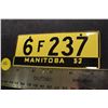 Image 1 : 1953 Wheaties Cereal mini license plate Manitoba
