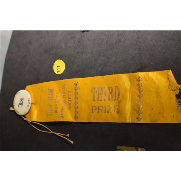 Belle Plaine Sask 1928 award pin
