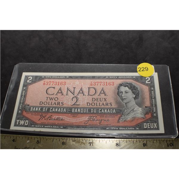 1954 Canada $2 bank note/bill