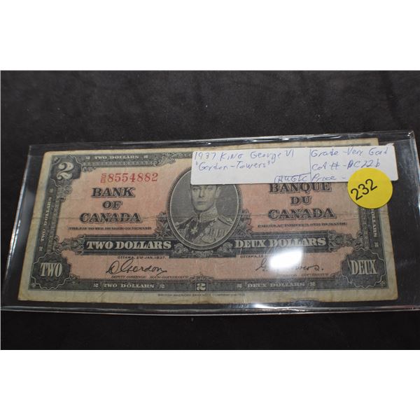 1937 Canada $2 bank note
