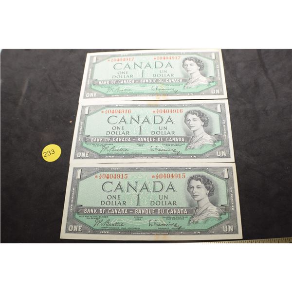 1954 Canada $1 * Star bank notes in sequence