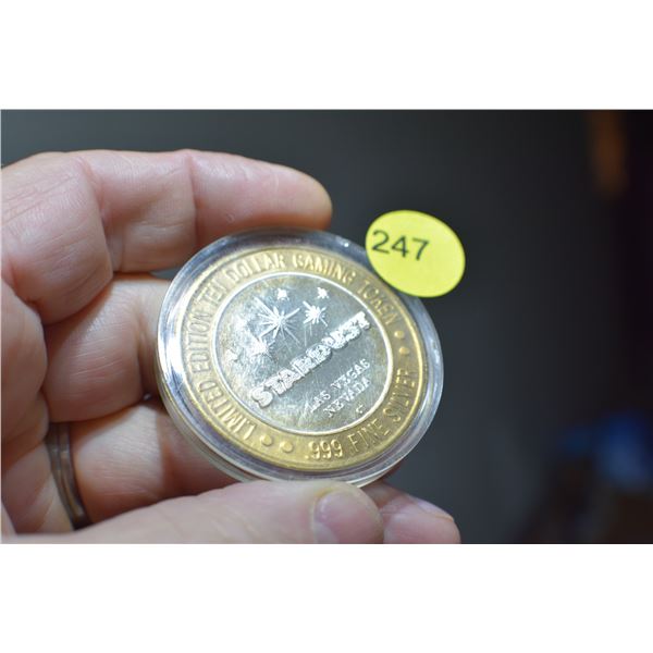 $10 Las Vegas .999 Silver gaming token (approx 1.27 oz)