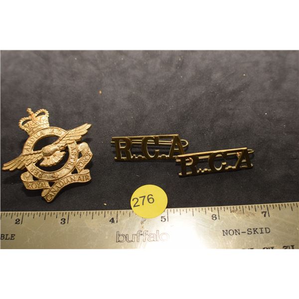 Royal Canadian Air Force cap badge & RCA Collar dogs