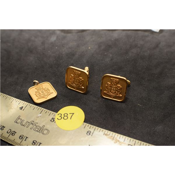 Gold Plated Cufflinks & pendant