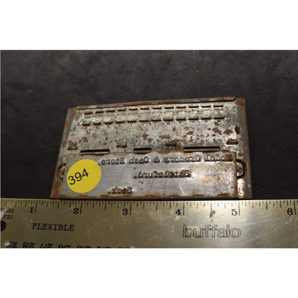 Model grocery store Battleford imprint plate