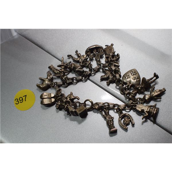 Sterling Heavy charm bracelet - old