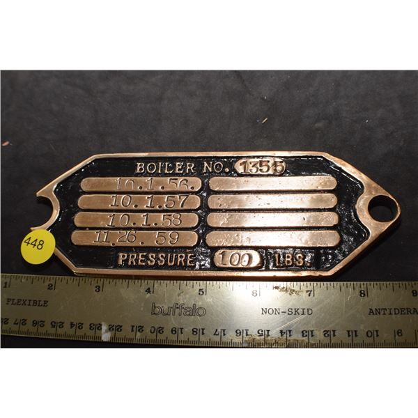 Heavy Brass Boiler CNR plate fr train