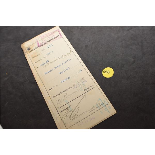 1912 CPR Railway contract