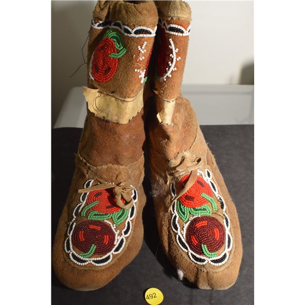 Antique Mukluks beaded Indian