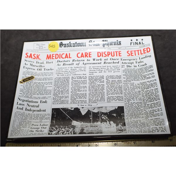 1962 Star Phoenix Saskatoon ashtray