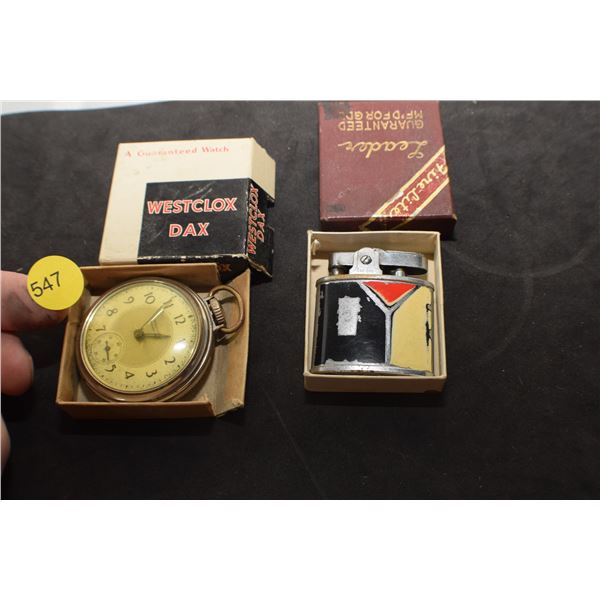 antique Pocket Watch and Lighter