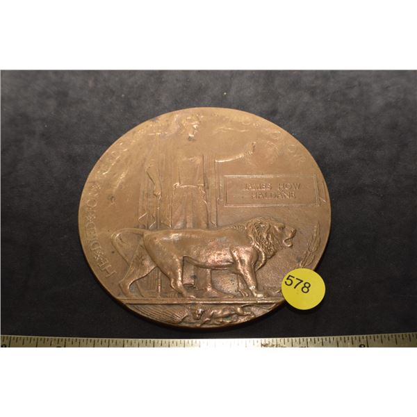 WW I Death Plaque/Death Penny