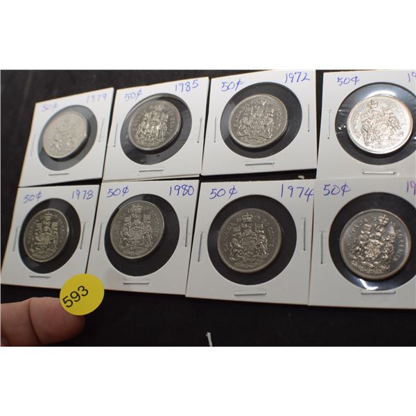 8 Canada 50 cent pieces