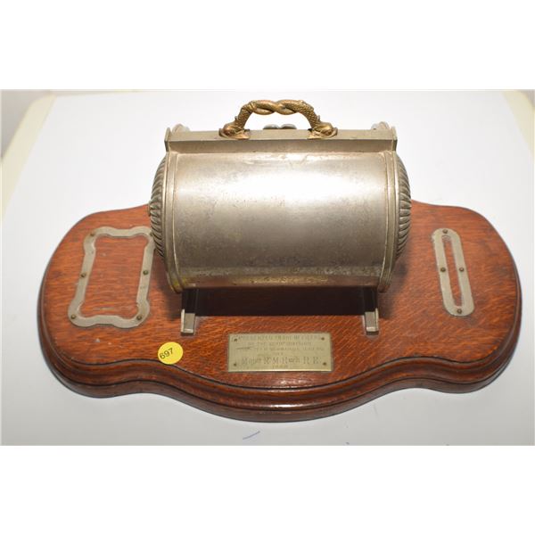 Historical 1889 desk cigar holder, presented to a Submarine miner