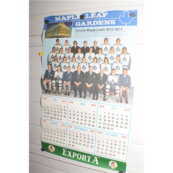 1974 Toronto Maple Leafs calendar 1 page