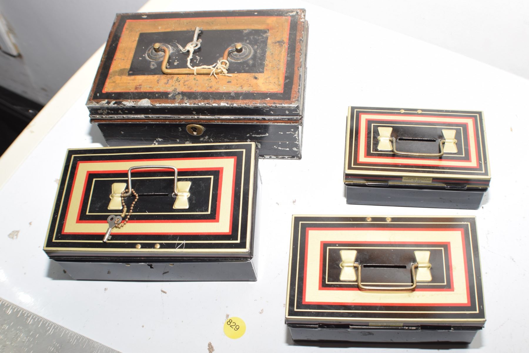 Nesting Antique Cash boxes & keys