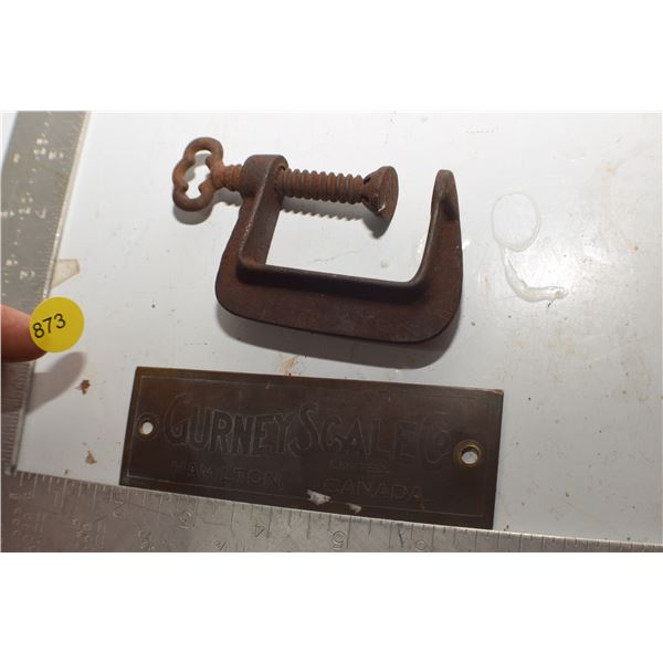 Gurney Scale Brass Plaque & Clamp
