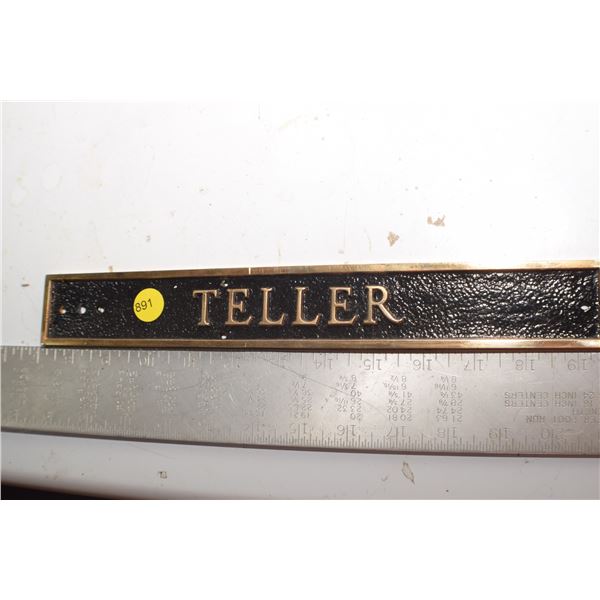 Antique Brass Teller sign