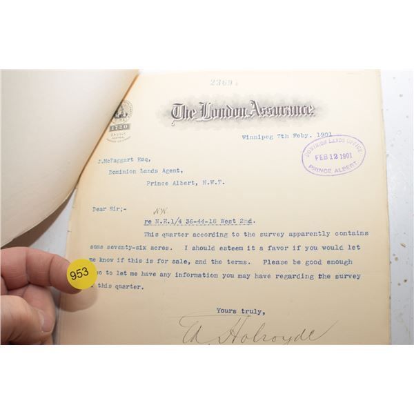 1901 Land Title file Prince Albert, N.W.T.