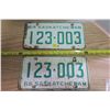 Image 1 : Pair Sask License Plates #123006 For Years 1964 & 1966