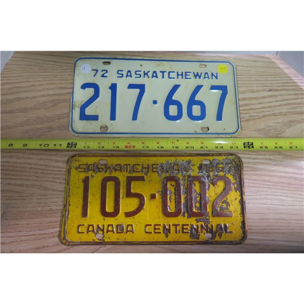 Pair of Sask License Plates #217667 + 705002 - 1967-1972