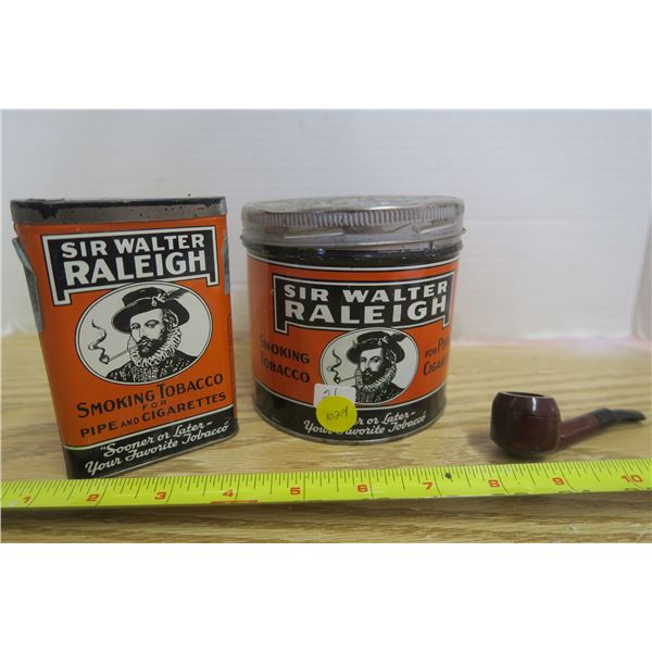 2 Sir W. Ralegh Tins With Small Pipe