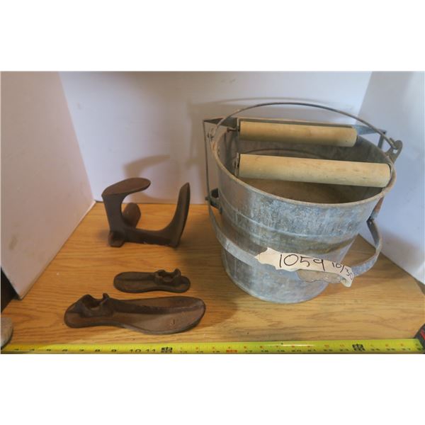 Antique Wringer Bucket & Cast Shoe Forms