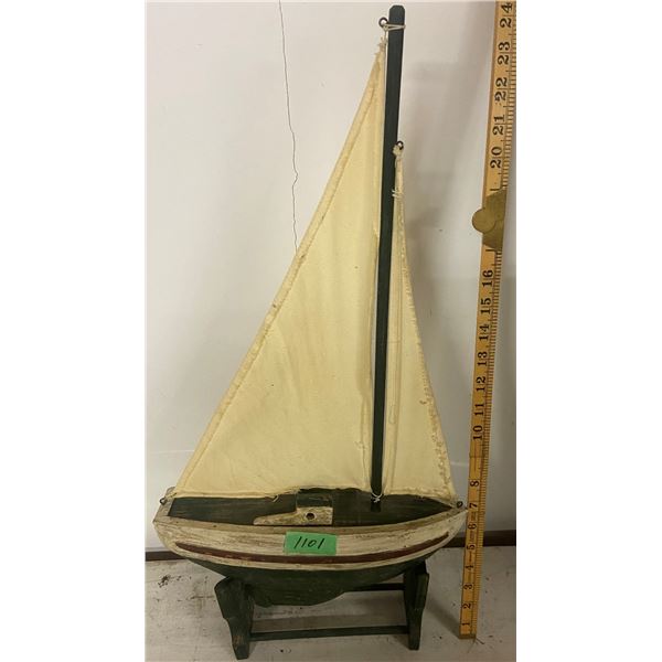 Wooden Boat - Folk Art - Fabric Sail 12"W x 24""H