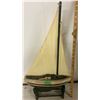Image 1 : Wooden Boat - Folk Art - Fabric Sail 12"W x 24""H