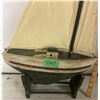 Image 2 : Wooden Boat - Folk Art - Fabric Sail 12"W x 24""H