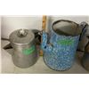 Image 2 : 3 Coffee Pots - 1 Enamel Ware 2 Aluminum