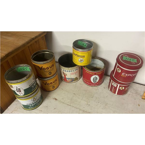 Lot of Tobacco Tins 9 pcs