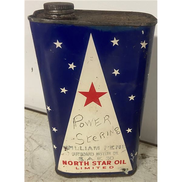 North Star Oil Tin - William Penn Out Board Motor Oil - RARE 1 Quart