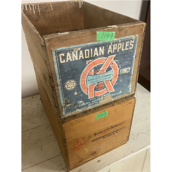 2 Vintage Wooden Fruit Box Crates
