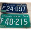 Image 1 : 2 Saskatchewan Licence Plates From 1962-1969