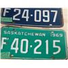 Image 3 : 2 Saskatchewan Licence Plates From 1962-1969