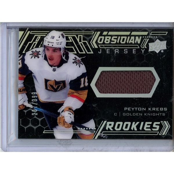 Jersey memorabila card Peyton Krebs 2020-2021 UD Black Obsidian Upper deck