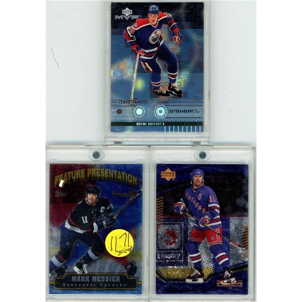 Wayne Gretzky Upper Deck MVP Dynamics #D04 + Mark Messier premier Plus Feature Presentations #FP2 To